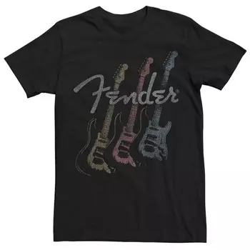 Мужская футболка Fender Stacked Guitar с выцветшим логотипом и графическим рисунком Licensed Character, черный