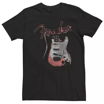 Мужская футболка Fender Stratocaster розового оттенка с портретом Licensed Character