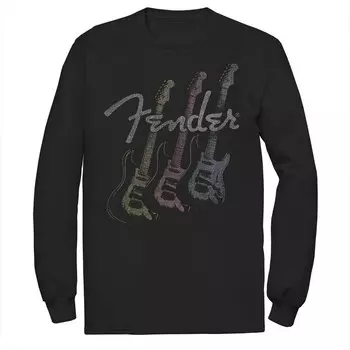 Мужская футболка Fender Triple Guitar с длинными рукавами и графическим рисунком Licensed Character, черный