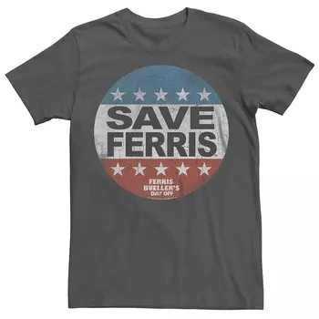 Мужская футболка Ferries Bueller Save Ferris с рисунком Licensed Character, цвет Charcoal