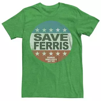 Мужская футболка Ferries Bueller Save Ferris с рисунком Licensed Character, цвет Kelly Heather