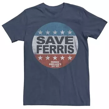 Мужская футболка Ferries Bueller Save Ferris с рисунком Licensed Character, цвет Navy Heather