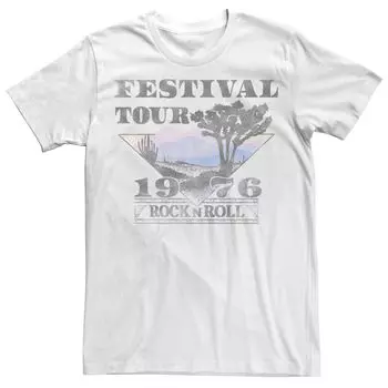 Мужская футболка Festival Tour Rock N Roll 1976 с треугольной сценой Licensed Character