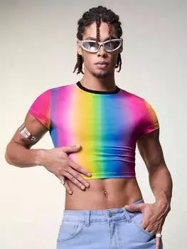 Мужская футболка FeverCity, трикотажная, повседневная, с эффектом омбре, приталенного кроя, с коротким рукавом, многоцветный