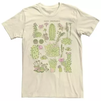 Мужская футболка Fifth Sun Cacti Chart с рисунком растений Licensed Character, цвет Natural
