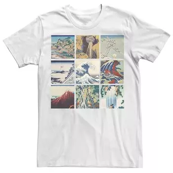Мужская футболка Fifth Sun Katsushika Hokusai Landscapes Panel Tee Licensed Character, белый