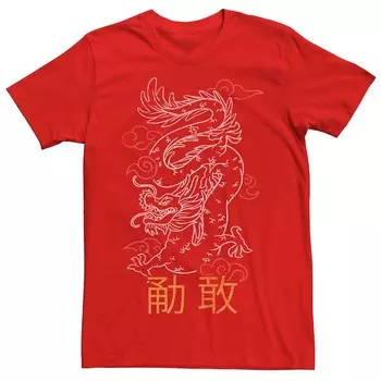 Мужская футболка Fifth Sun Stacked Dragon с кандзи Licensed Character, красный