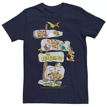 Мужская футболка Flinstones Box Up Stones Group Shot Licensed Character, темно-синий