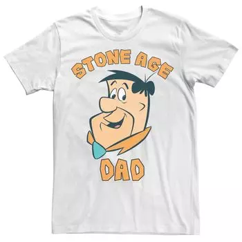 Мужская футболка Flinstones Stone age Dad Father с надписью Licensed Character