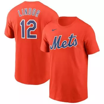 Мужская футболка Francisco Lindor Orange New York Mets с именем и номером Nike