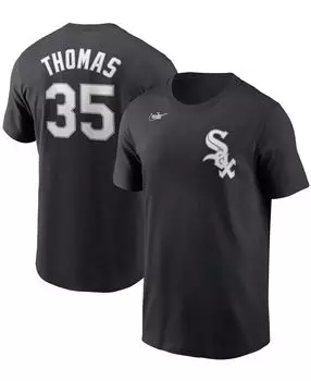 Мужская футболка frank thomas black chicago white sox cooperstown collection name number Nike, черный