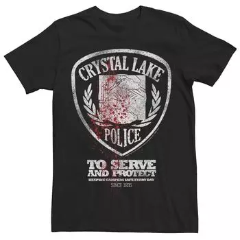 Мужская футболка Friday The 13th Crystal Lake Police Badge с брызгами крови Licensed Character