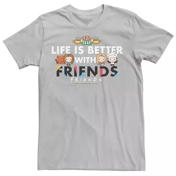 Мужская футболка Friends Chibi Better With Friends Licensed Character, цвет Silver