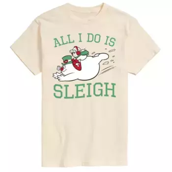 Мужская футболка Frosty the Snowman «All I do is Sleigh» Licensed Character, бежевый