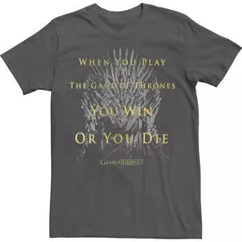 Мужская футболка Game Of Thrones Iron Throne You Win Or You Die Quote Licensed Character