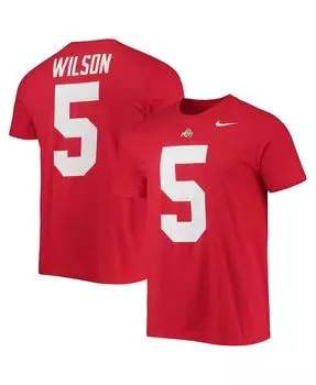 Мужская футболка garrett wilson scarlet ohio state buckeyes 2022 nfl draft name and number Nike