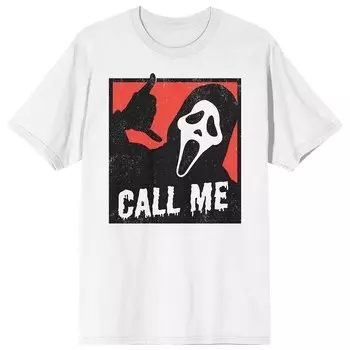 Мужская футболка Ghostface Call Me с круглым вырезом Licensed Character, белый
