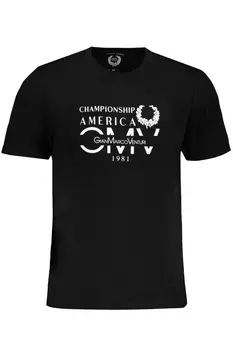 Мужская футболка Gian Marco Venturi хлопковая с логотипом и надписью, черный