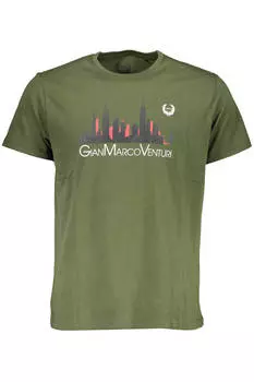 Мужская футболка Gian Marco Venturi хлопковая с контрастным рисунком, зеленый