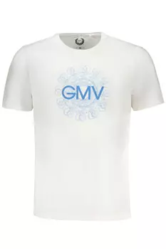 Мужская футболка Gian Marco Venturi хлопковая с голубым принтом, белый