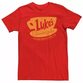 Мужская футболка Gilmore Girls Luke's Stars Hollow, CT с потертым знаком Licensed Character, красный