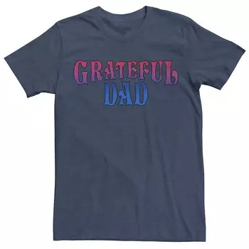 Мужская футболка Grateful Dad с графическим рисунком и буквами градиента Licensed Character, цвет Navy Heather