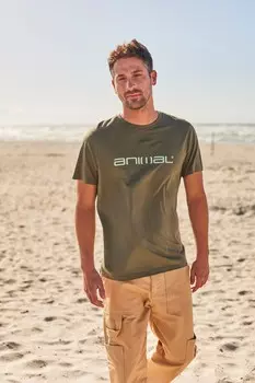 Мужская футболка Green Classico из натурального хлопка цвета хаки Animal, зеленый