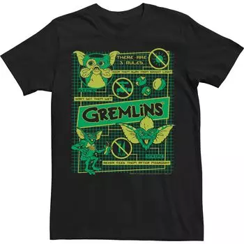Мужская футболка Gremlins Three Rules Schematics Licensed Character