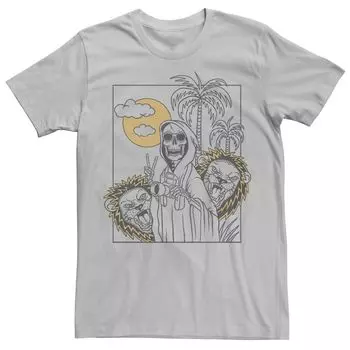 Мужская футболка Grim Reaper Safari Line Art Портрет с графическим рисунком Licensed Character