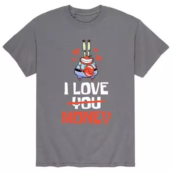 Мужская футболка «Губка Боб мистер Крабс I Love Money» Licensed Character