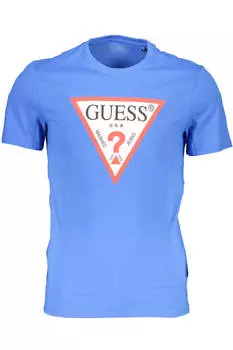 Мужская футболка Guess Jeans хлопковая с контрастным принтом, синий