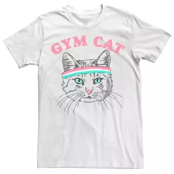 Мужская футболка Gym Cat Outline с повязкой на голову Licensed Character, белый