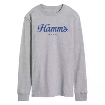 Мужская футболка Hamm's Can Grid с длинным рукавом и графическим принтом Licensed Character, серый
