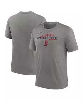 Мужская футболка Heather Charcoal Boston Red Sox We Are All Tri-Blend Nike, черный