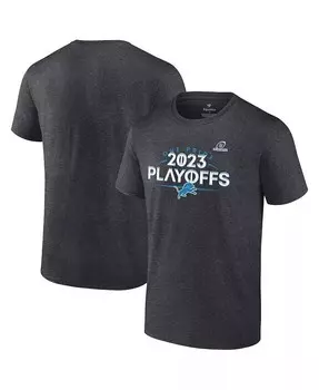 Мужская футболка Heather Charcoal Detroit Lions 2023 NFL Playoffs Fanatics, черный