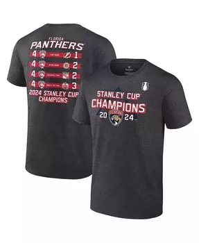 Мужская футболка Heather Charcoal Florida Panthers с расписанием Кубка Стэнли Чемпионов 2024 года Fanatics, черный