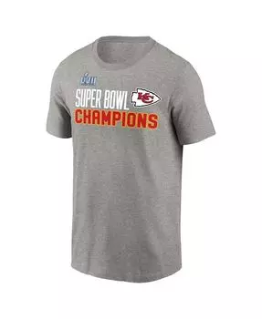 Мужская футболка Heather Charcoal Kansas City Chiefs Super Bowl LVII Champions Roster Nike, черный
