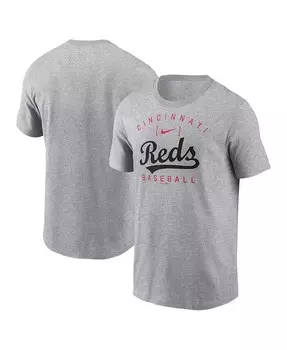 Мужская футболка Heather Grey Cincinnati Reds Home Team Athletic Arch Nike, серый