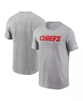 Мужская футболка Heather Grey Kansas City Chiefs Primetime Wordmark Essential Nike, серый