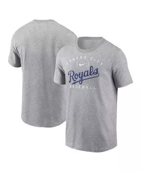 Мужская футболка Heather Grey Kansas City Royals Home Team Athletic Arch Nike, серый