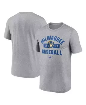 Мужская футболка Heather Grey Milwaukee Brewers Legend Nike, серый