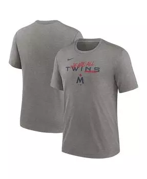 Мужская футболка Heather Grey Minnesota Twins We Are All Tri-Blend Nike, серый