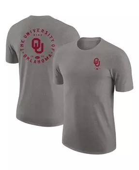 Мужская футболка heather grey oklahoma sooners logo 2-hit tri-blend Nike, мульти