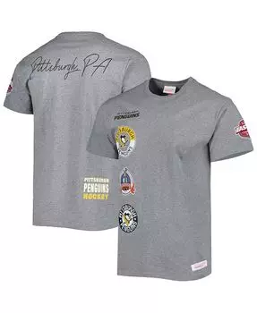 Мужская футболка Heather Grey Pittsburgh Penguins City Collection Mitchell & Ness, серый