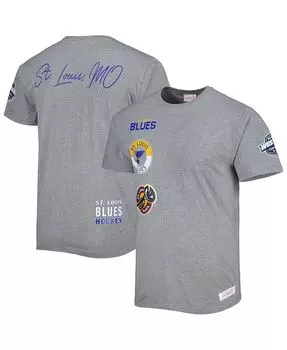 Мужская футболка Heather Grey St. Louis Blues City Collection Mitchell & Ness, серый