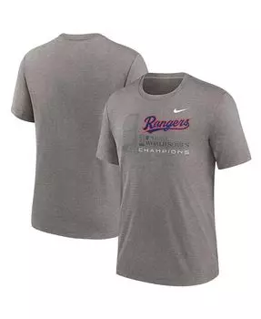 Мужская футболка Heather Grey Texas Rangers 2023 World Series Champions Tri-Blend Nike, серый