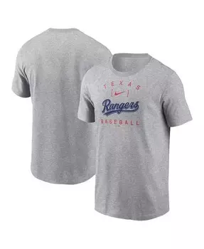 Мужская футболка Heather Grey Texas Rangers Home Team Athletic Arch Nike, серый