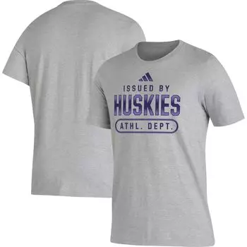 Мужская футболка Heather Grey Washington Huskies Sideline AEROREADY Pregame adidas