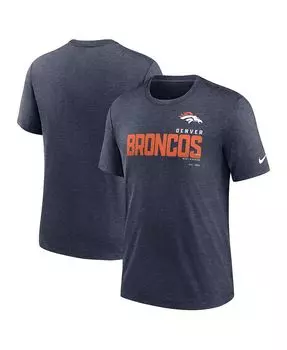 Мужская футболка Heather Navy Denver Broncos Team Tri-Blend Nike, синий