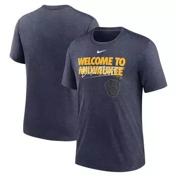 Мужская футболка Heather Navy Milwaukee Brewers Home Spin Tri-Blend Nike